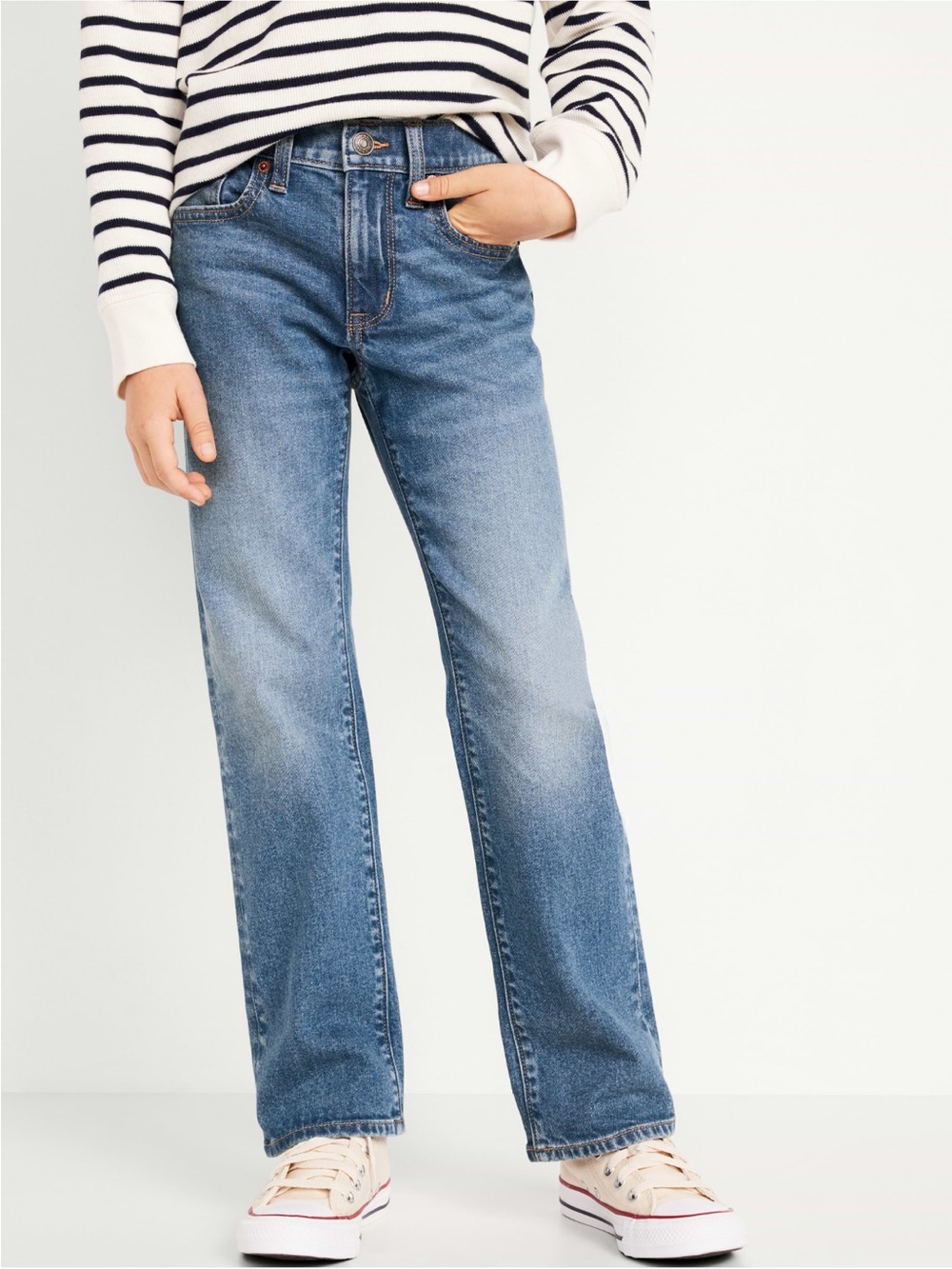 Straight-Leg Built In Flex Jeans in Light Blue Wash